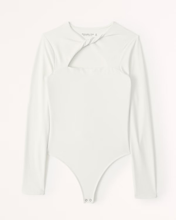 Long-Sleeve Seamless Fabric Twist Cutout Bodysuit | Abercrombie & Fitch (US)