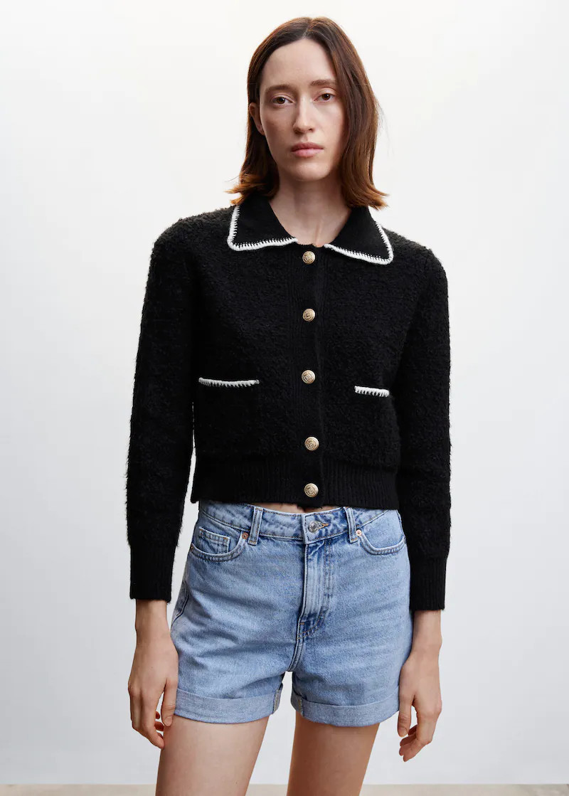 Contrast trims cardigan | MANGO (US)