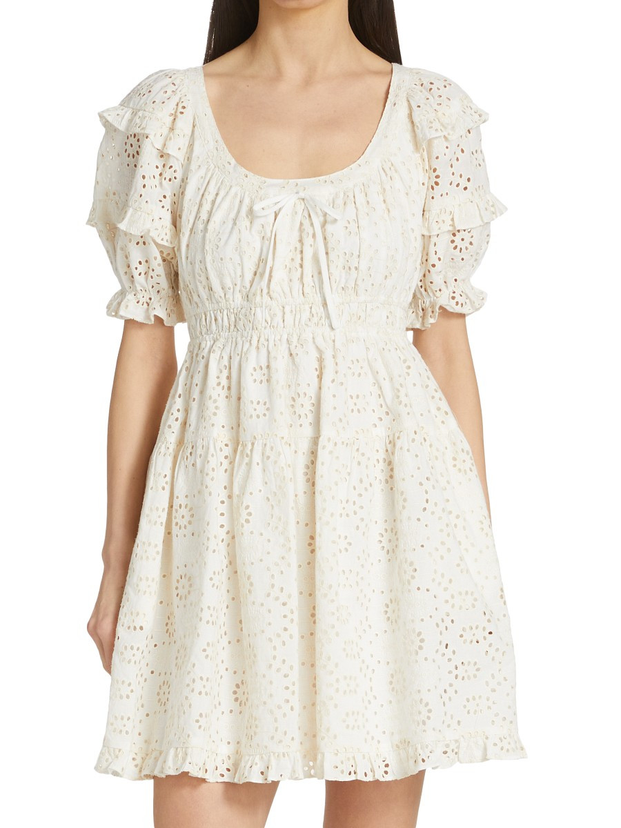 EN SAISON Women's Cavaretta Eyelet Embroidered Cotton Mini Dress - Off White - Size M | Saks Fifth Avenue OFF 5TH
