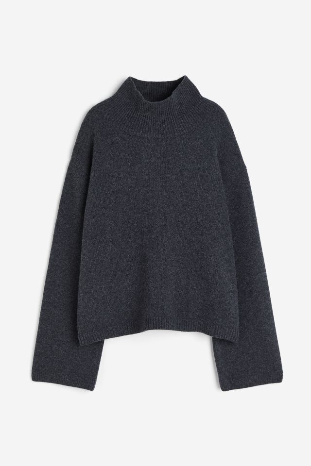 Oversized cashmere-blend jumper - Dark grey - Ladies | H&M GB | H&M (UK, MY, IN, SG, PH, TW, HK)