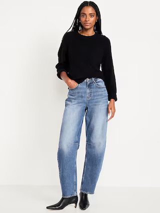 High-Waisted Baggy Barrel Jeans | Old Navy (US)