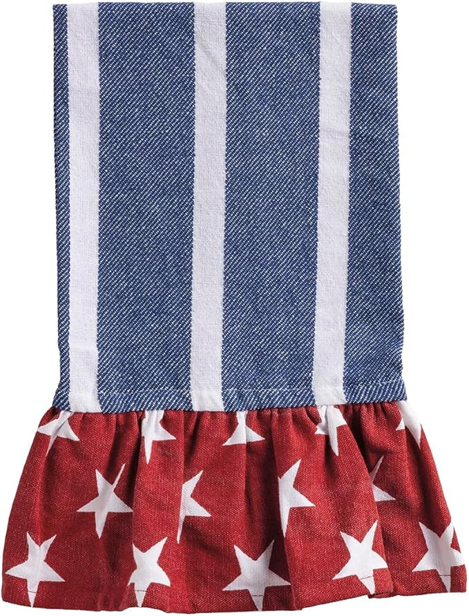 Mud Pie Navy Cotton Blue Stripe Americana Towel | Amazon (US)