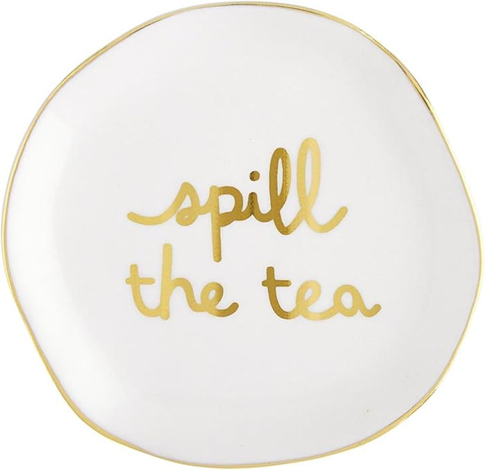 Santa Barbara Design Studio Tea Bag Holder White Ceramic Gold Foil Tea Rest, 3.5" Diameter, Spill... | Amazon (US)