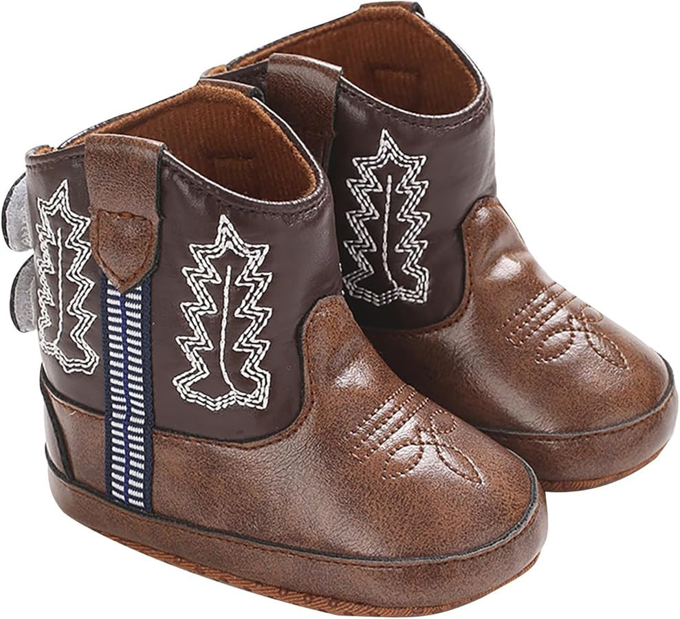 Baby Boys Girls Western Cowboy Boots Infant Moccasins High Top Booties Soft Sole Non-Slip First W... | Amazon (CA)