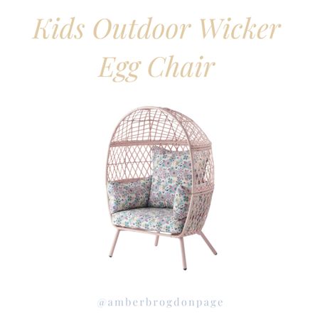 Kids Outdoor Wicker Egg Chair with Floral Cushions. Walmart Find! 

#LTKhome #LTKSeasonal #LTKkids