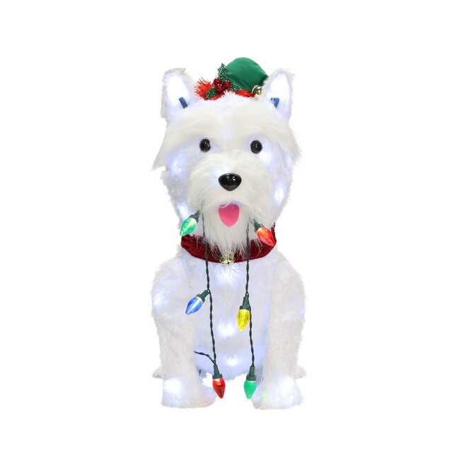 Holiday Living 24-in LED White Dog Decoration | Lowe's