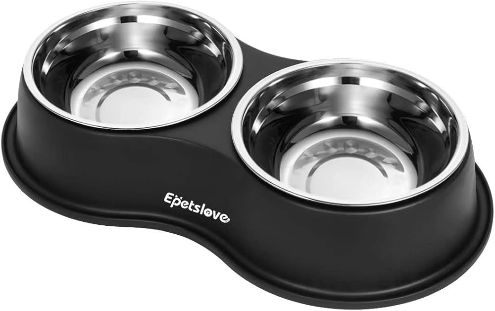 Dog Bowls Double Dog Water and Food Bowls Stainless Steel Bowls with Non-Slip Resin Station, Pet ... | Amazon (US)