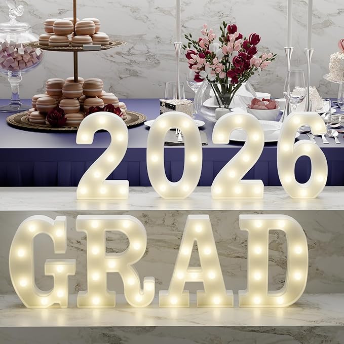 Graduation Decorations 2026 Deals-8 LED Long Marquee Light Up Letters 'Grad 2026' - Graduation Pa... | Amazon (US)