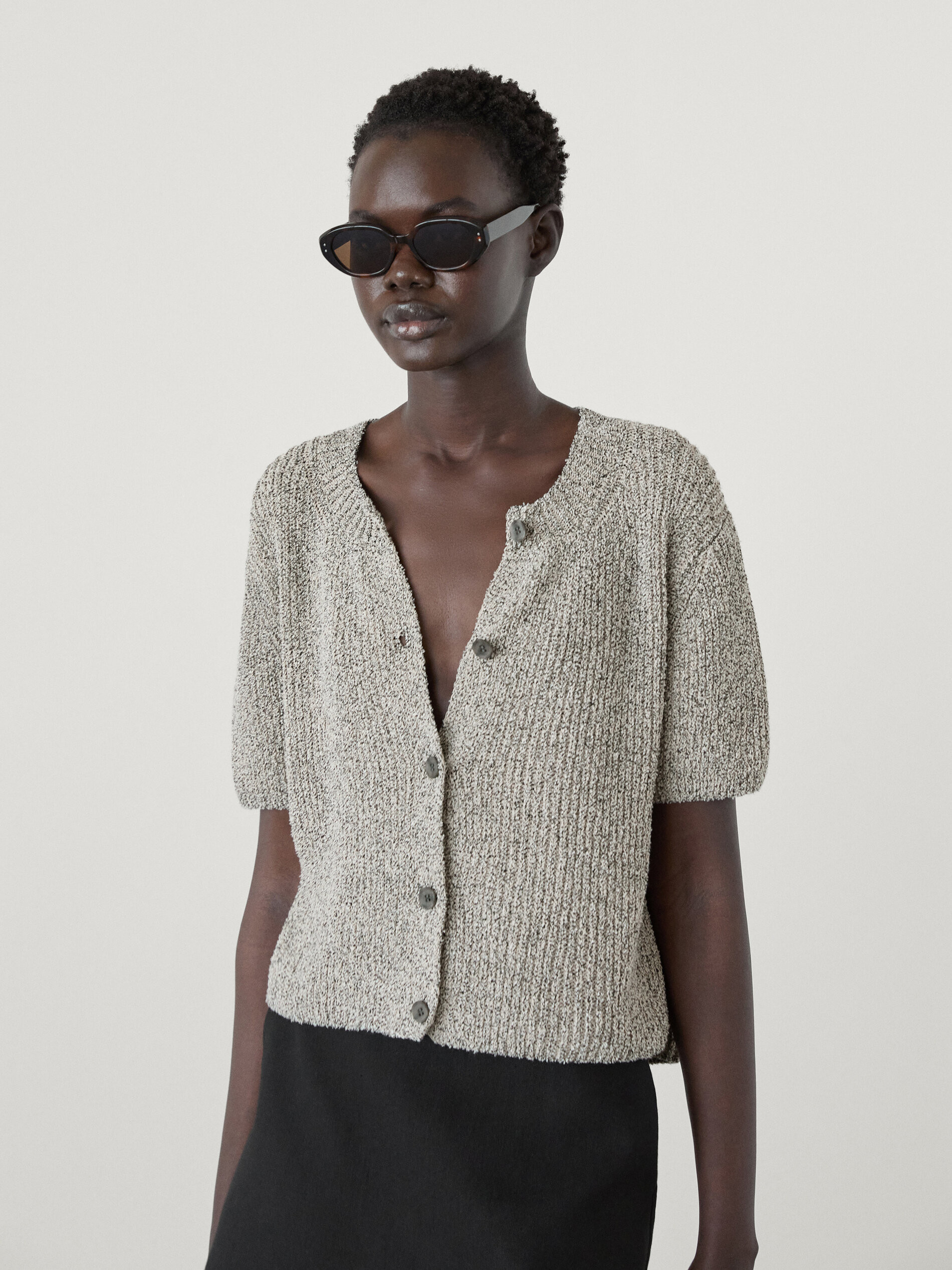 Cardigan Boucléstrick Baumwollmischgewebe | Massimo Dutti DE