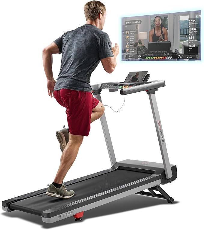 Sunny Health & Fitness Fully Assembled OneClick-Fold 20" Smart Treadmill with Auto Incline & Sunn... | Amazon (US)