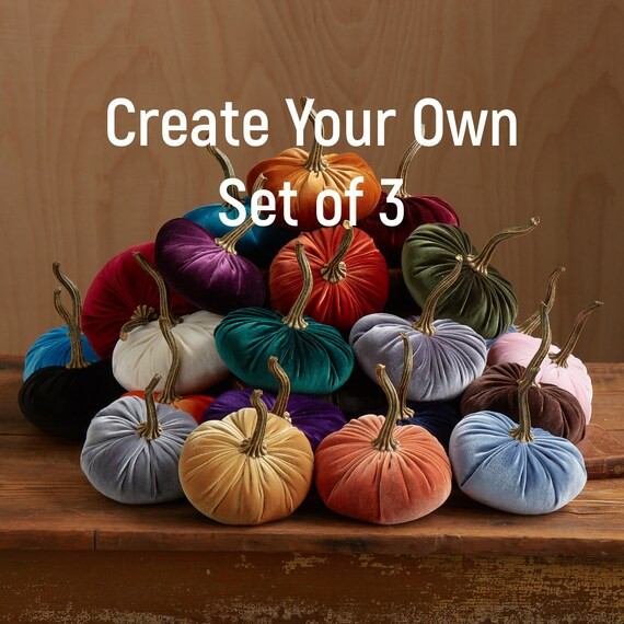 Velvet Pumpkins Create Your Own Set of 3, Fall decoration, table centerpiece, modern rustic weddi... | Etsy (US)