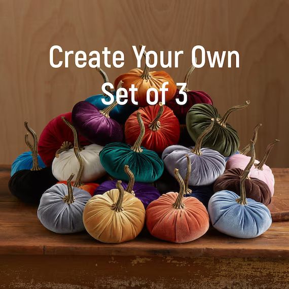 Velvet Pumpkins Create Your Own Set of 3, Fall decoration, table centerpiece, modern rustic weddi... | Etsy (US)