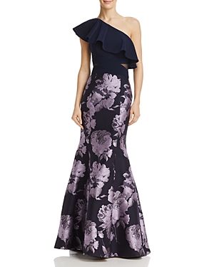 Aqua One-Shoulder Brocade Gown - 100% Exclusive | Bloomingdale's (US)