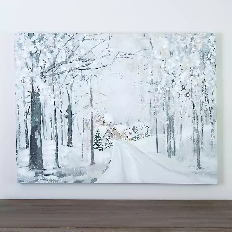 Snowy Town Drive Christmas Canvas Art Print | Kirkland's Home
