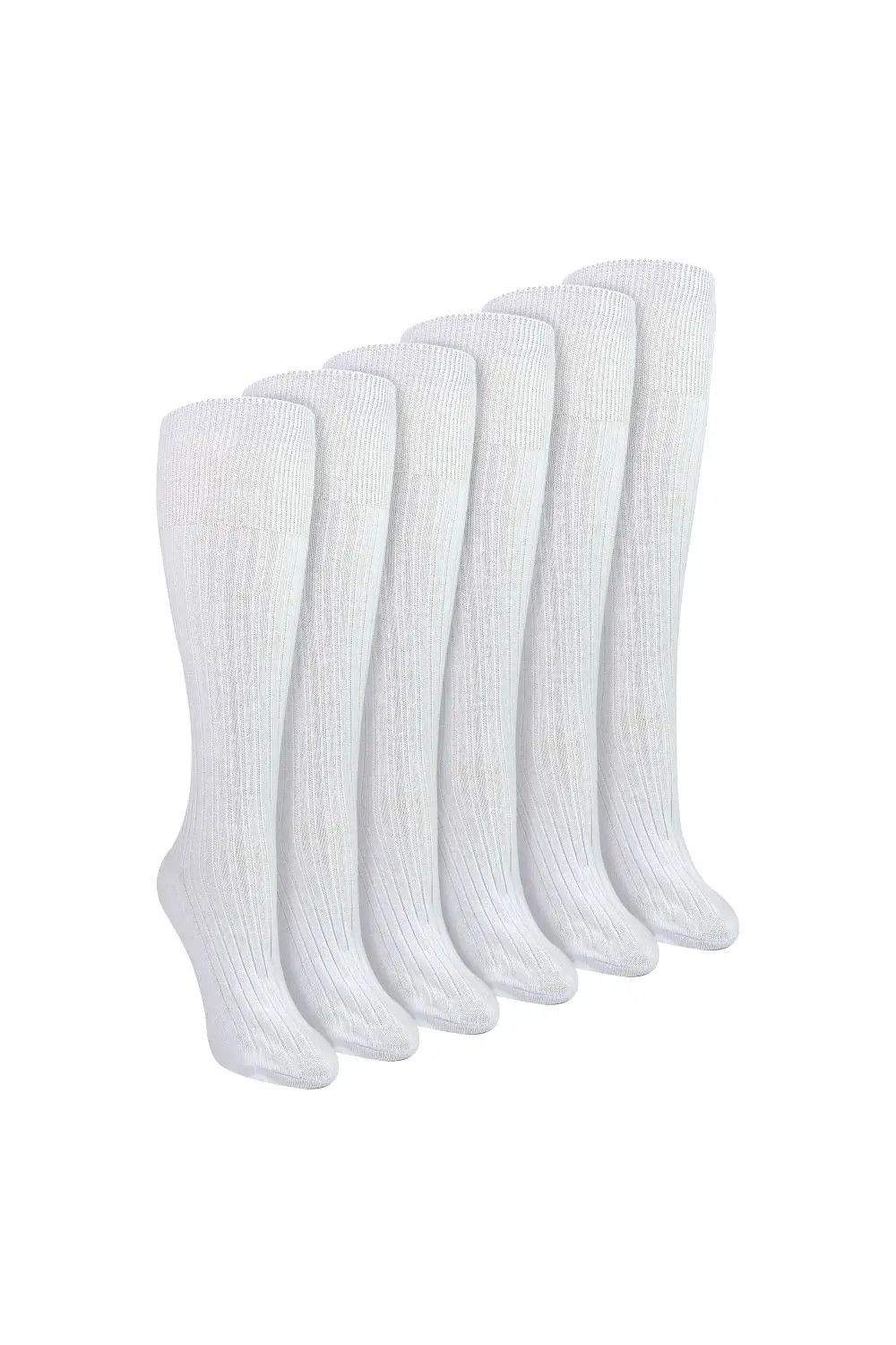 White Sock Snob 6 Pairs Ladies 100% Cotton Knee High Socks | Boohoo | Boohoo.com (UK & IE)