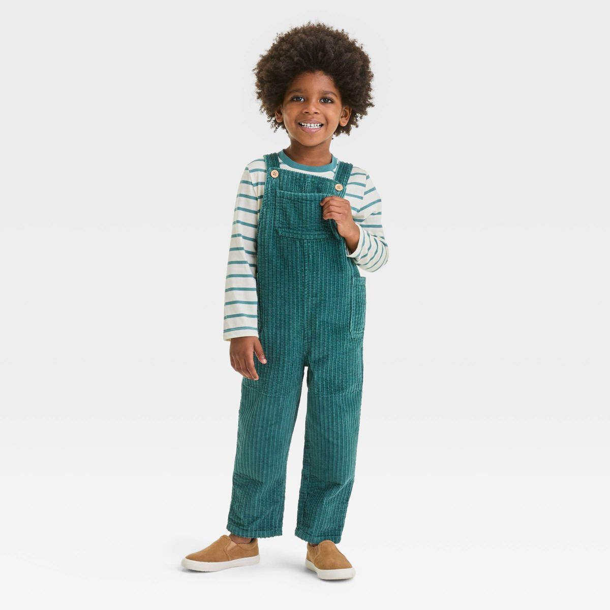 Toddler Boys' 2pc Long Sleeve T-Shirt and Corduroy Overalls Set - Cat & Jack™ Teal Green | Target
