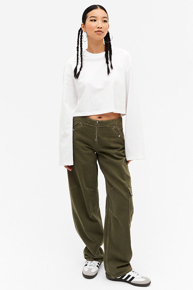 Long sleeve loose crop top | Monki