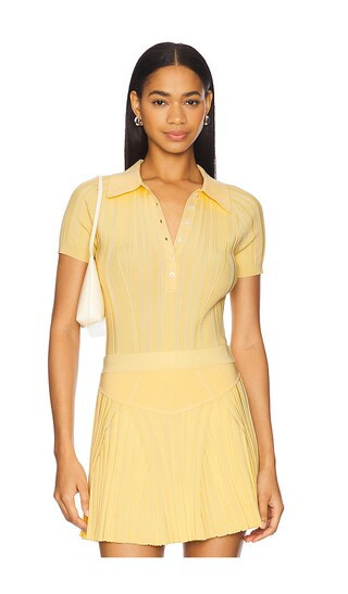 fleur du mal Rib Polo Bodysuit in Yellow. - size L | Revolve Clothing (Global)