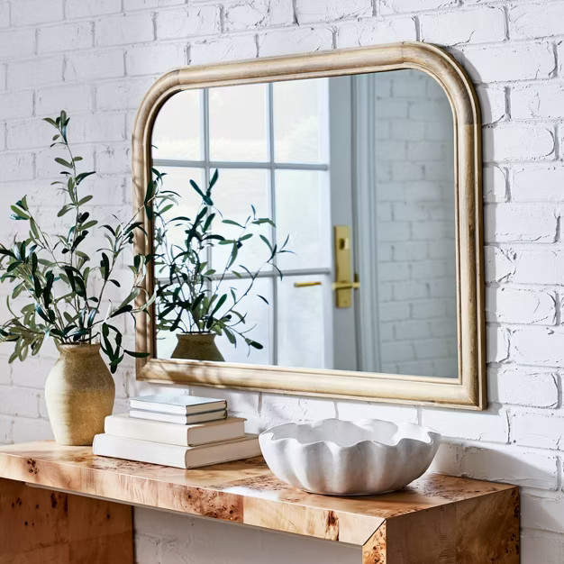36" x 26" Wooden Mantel Decorative Wall Mirror Natural - Threshold™ designed with Studio McGee | Target