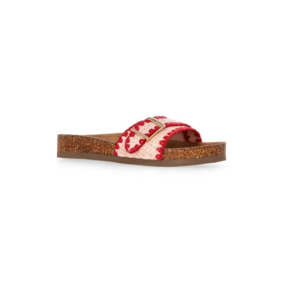 Time and Tru Women's One Buckle Footbed Slide Sandals | Walmart (US)