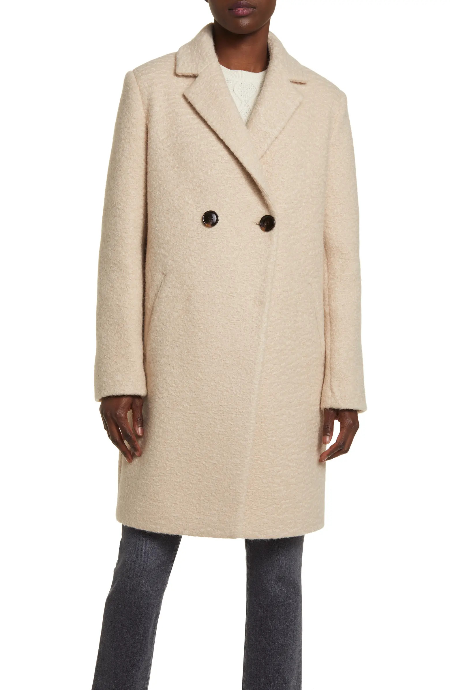Double Breasted Water Repellent Bouclé Tweed Coat | Nordstrom