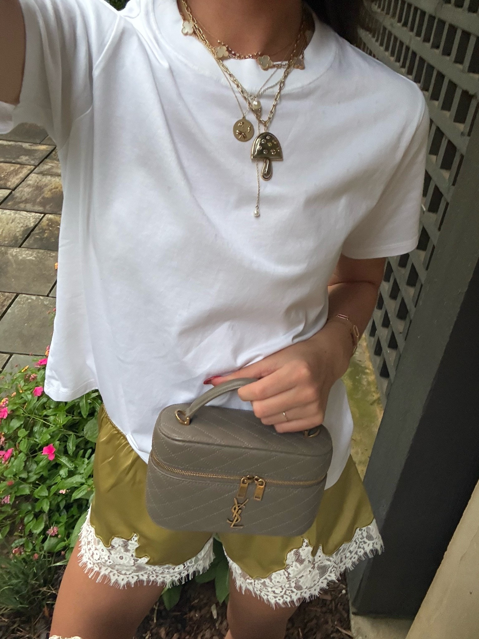 Chartreuse lace shorts outfit.
summer outfit ideas, summer outfits women, cute summer outfit, summer fashion 2026, summer outfit inspo, elevated casual outfit, chic summer outfit, effortless summer style, white t shirt outfit, basic white tee outfit, white tee styling, satin shorts outfit, lace shorts outfit, olive green shorts, green shorts outfit, silk shorts outfit, feminine summer outfit, neutral summer outfit, casual luxe outfit, designer accessories outfit, YSL bag outfit, vanity bag outfit, layered necklace outfit, statement necklace outfit, gold jewelry outfit, summer jewelry, everyday summer outfit, summer brunch outfit, summer vacation outfit, classy summer outfit, trendy summer outfit, summer fashion finds, shop my outfit

#LTKootd #LTKTall #LTKTravel