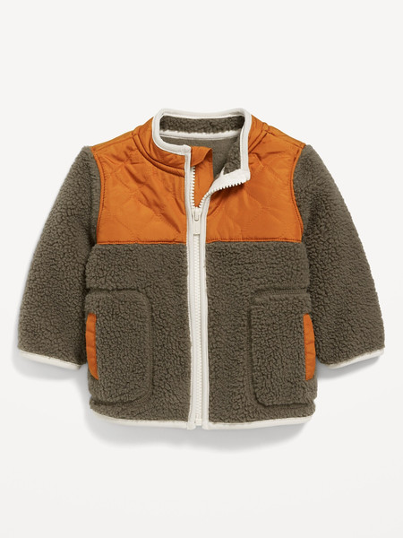 Unisex Cozy Sherpa Hybrid Zip Jacket for Baby | Old Navy (US)