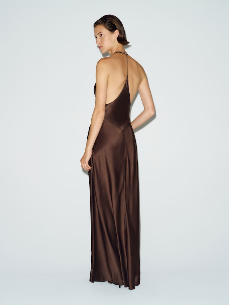 Reformation Lara Silk Dress Brown XL | Reformation (Global)