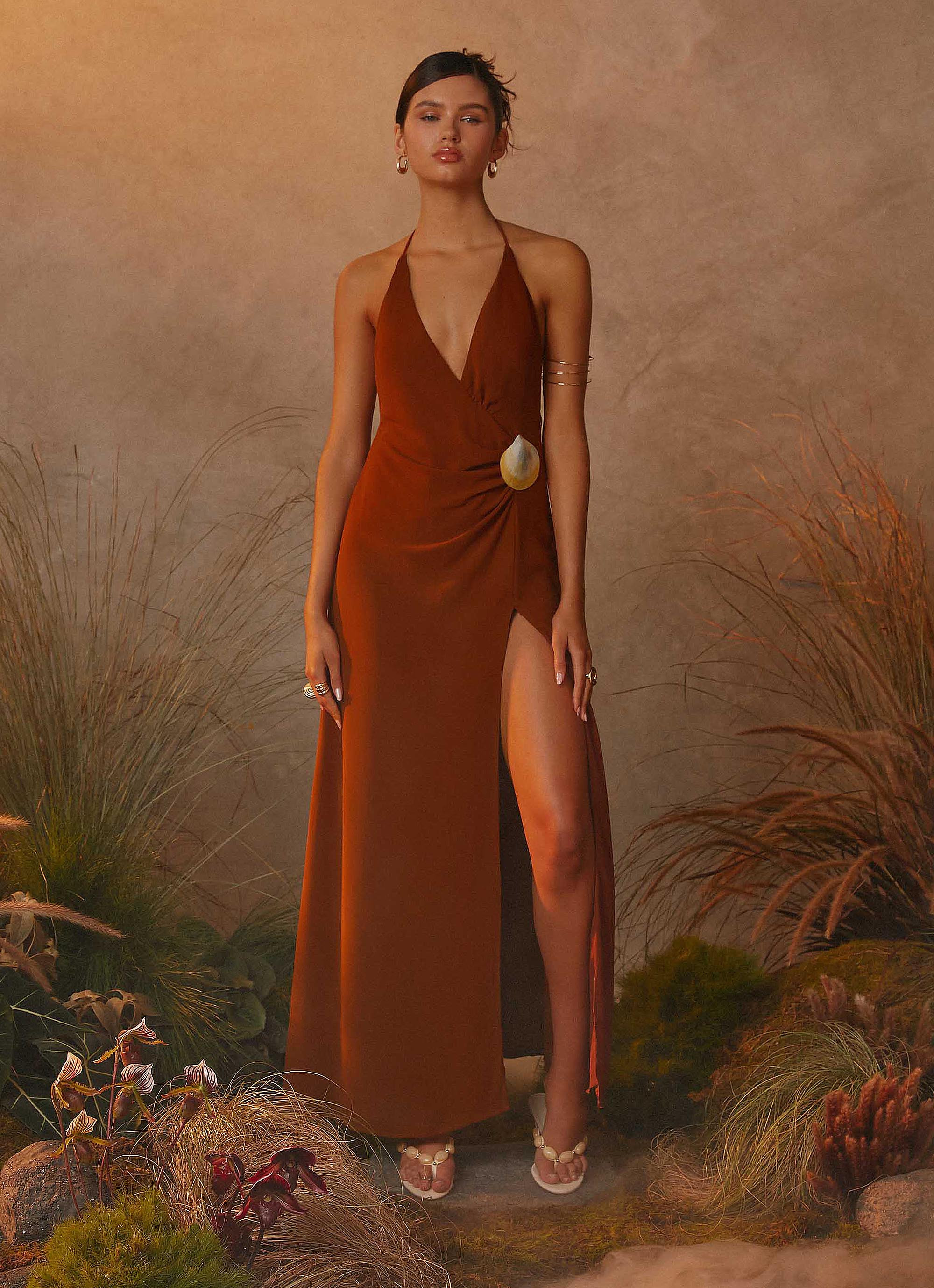 Marjoram Maxi Dress - Chocolate | Peppermayo (Global)