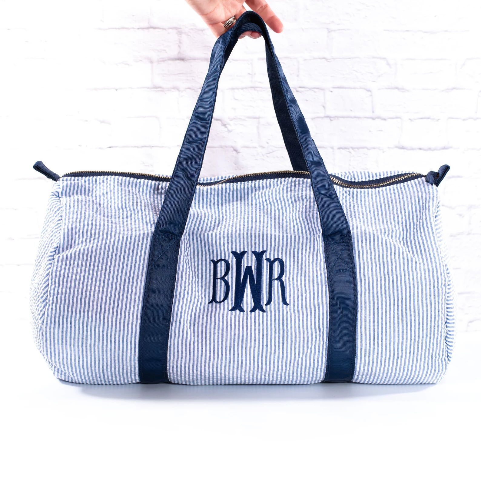 Personalized Baby Duffle Bag Monogram Seersucker Baby Bag - Etsy | Etsy (US)