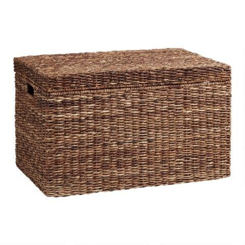 Madras Dark Brown Abaca Storage Trunk | World Market
