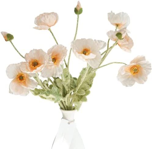 Kamang Artificial Poppy Silk Flowers (3 Stems) for Home Decor, Wedding Bouquet. Faux Poppy Flower Ce | Amazon (US)