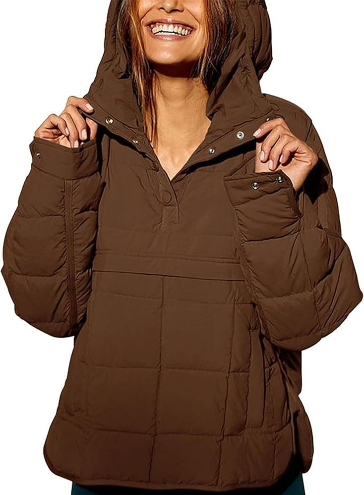 Xuehaya Women Packable Quilted Puffer Jacket Oversized Lightweight Pullover Coats Hooded Puffy Wi... | Amazon (US)