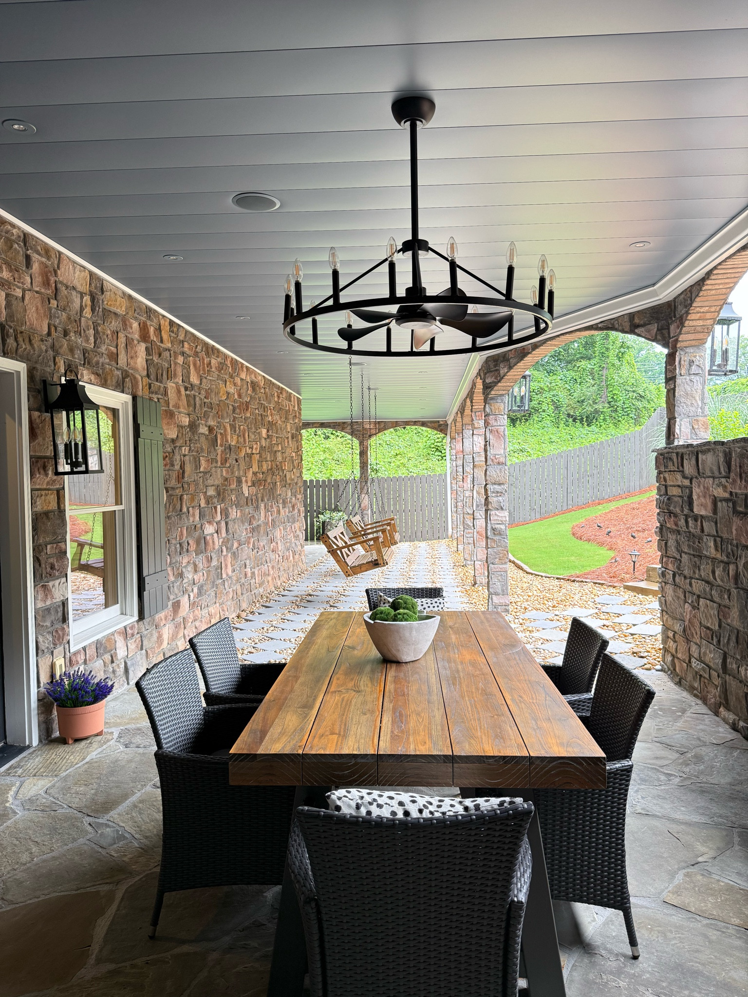 Patio Dining .. lots of great Memorial Day sales going on! Tagged lots of retailers ❤️These dining chairs are durable and stylish, the Article table got refinished and is still going strong, the fandelier is the perfect touch for style without melting 😝🥹🥵

#LTKHome #LTKSaleAlert #LTKSeasonal