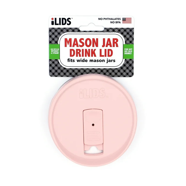 iLIDS Mason Jar Drink Lid with Wide Mouth, Pale Pink Color, Spill Resistant - Walmart.com | Walmart (US)