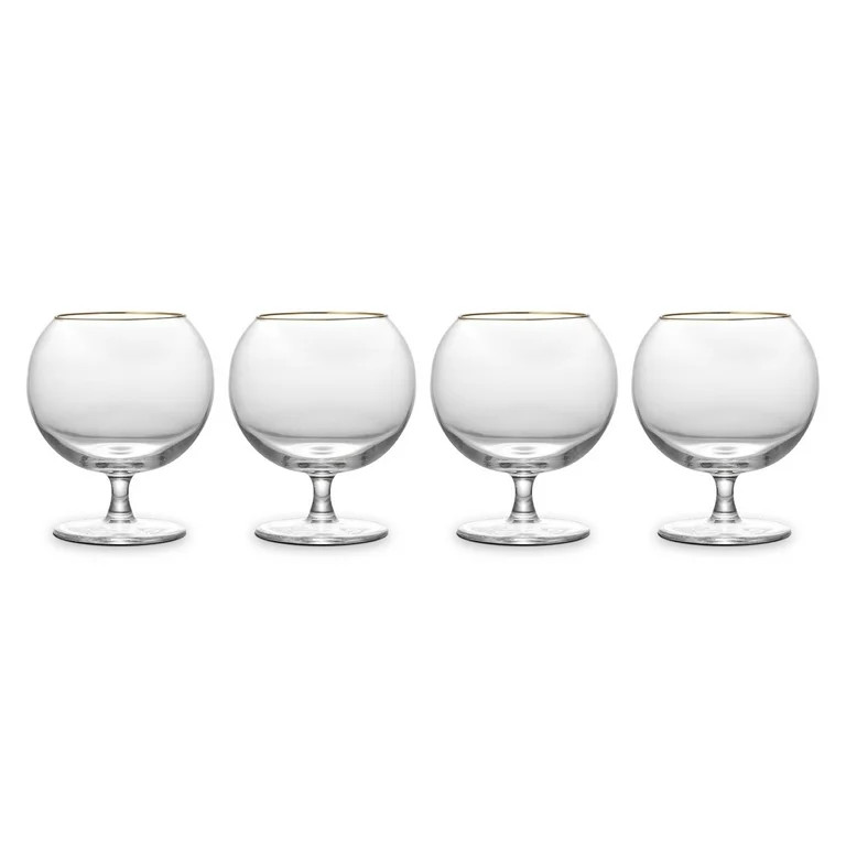 Thyme & Table 16 fl oz Sphere Bourbon Glasses with Gold Rim, Set of 4 | Walmart (US)