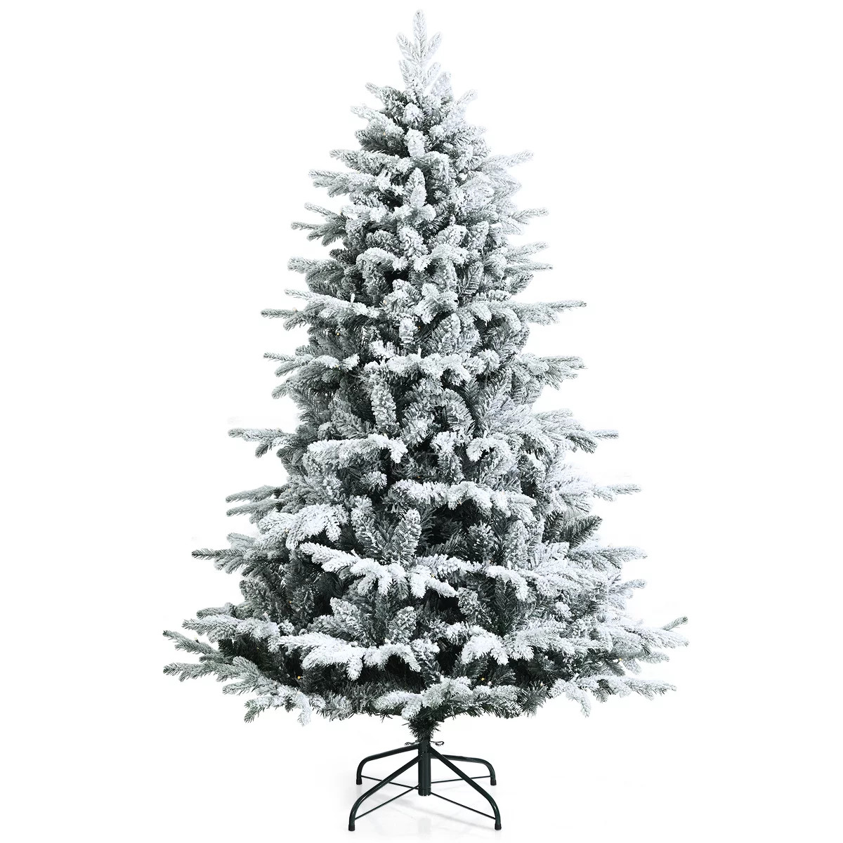 Tangkula Snow Flocked Christmas Tree, Pre-lit Artificial Xmas Tree w/ LED Lights & PE & PVC Branc... | Target