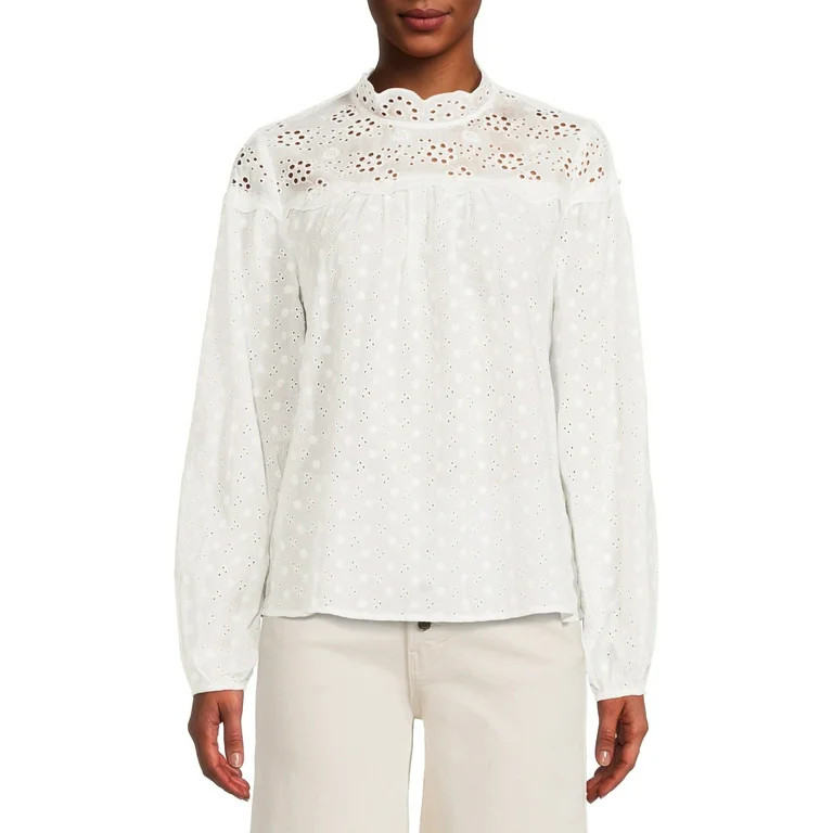 Time and Tru Women's Eyelet Top | Walmart (US)