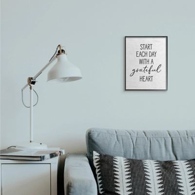 Start Each Day with a Grateful Heart 11x14 Black Frame Wall Art, White | Ashley Homestore