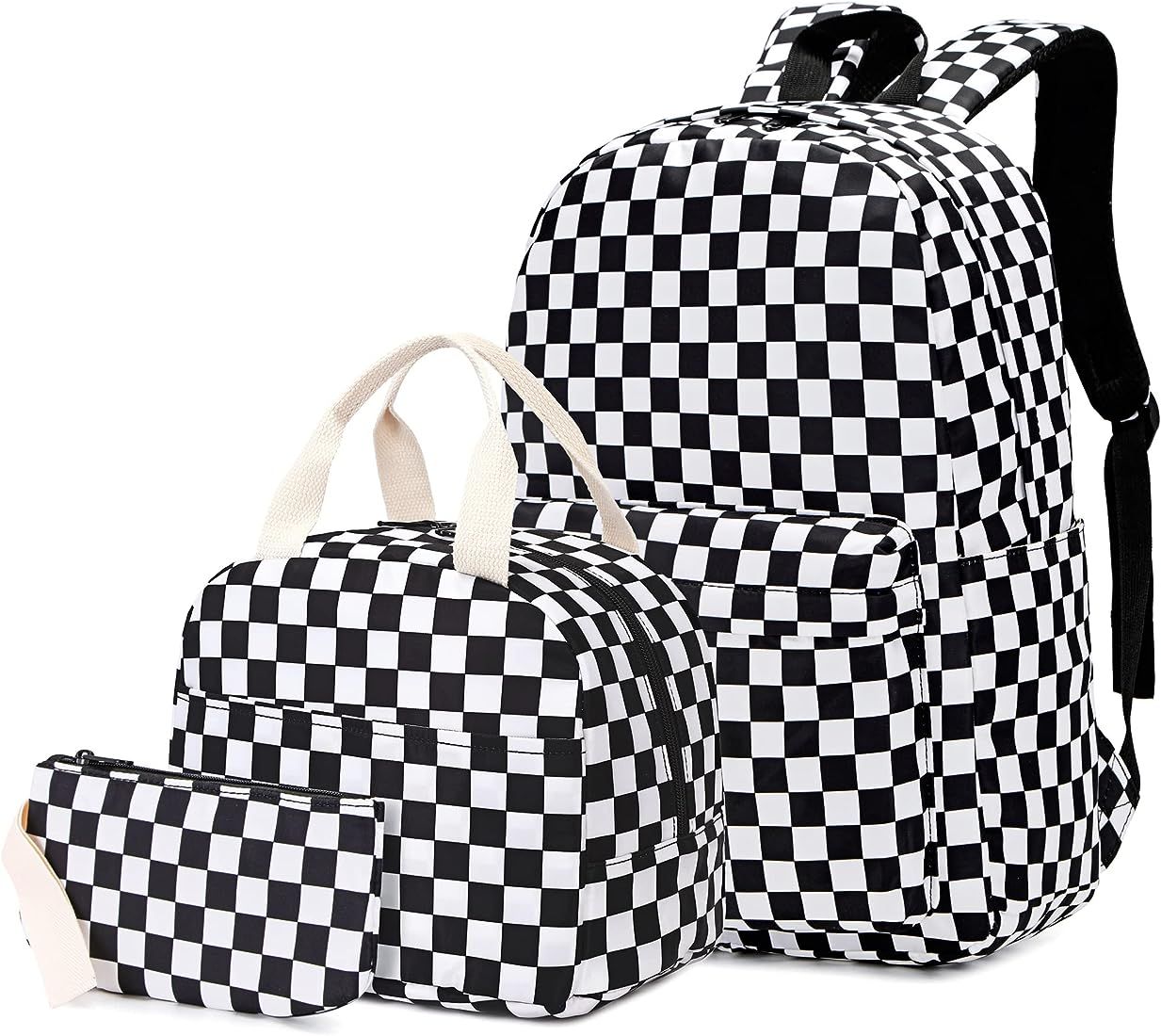 Yusudan Checkered Girls School Backpack Set, Kids Teens School Bag Bookbag with Lunch Bag Pencil ... | Amazon (US)