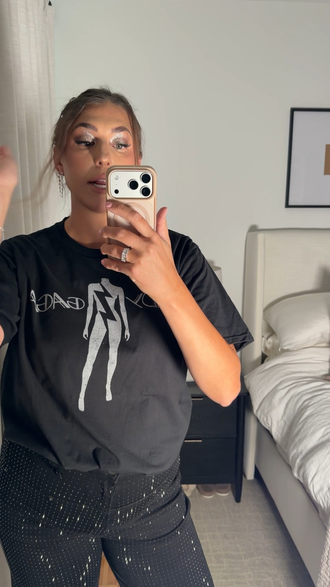 graphic tee, dressed up

concert outfit, sparkly pants, elevated casual, graphic tee look, night out outfit, chic casual, statement pants

#LTKFestival #LTKstorytime #LTKMidsize