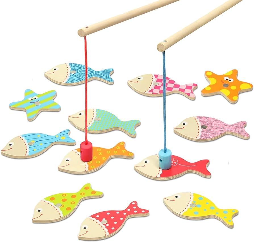 Kidzlane Magnetic Fishing Game for Kids and Toddlers | Easy Play Wooden Fishing Toy for Toddlers & Kids | Montessori Toy Gift for Toddlers & Kids Ages 3 Years Old | Amazon (US)