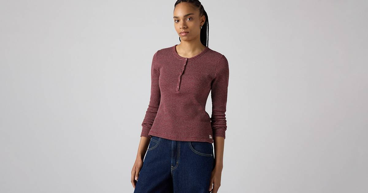 Dry Goods Women's Waffle Henley - Red | Levi's® US | Levi's US