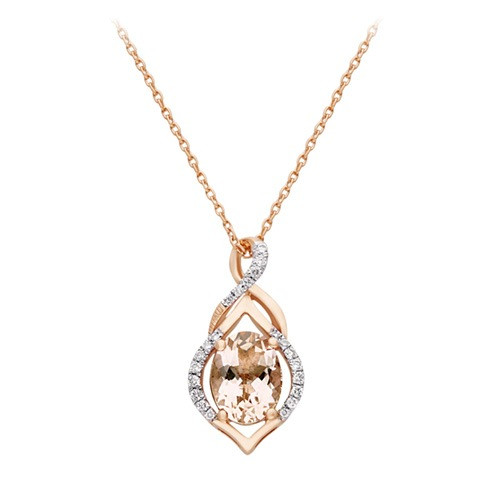 Kallati Morganite and 1/10 ct. tw. Diamond Pendant in 14K Rose Gold | Fred Meyer Jewelers