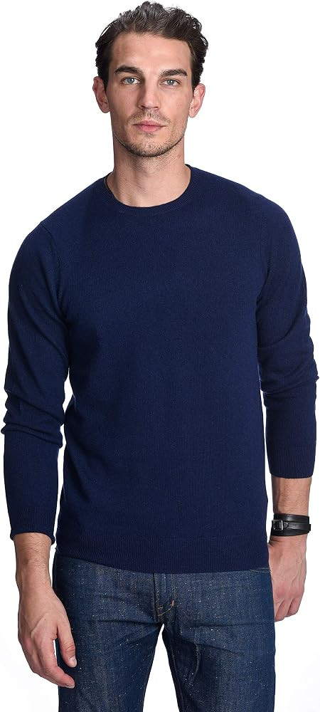 State Cashmere Men's Essential Crewneck Sweater 100% Pure Cashmere Classic Long Sleeve Pullover | Amazon (US)