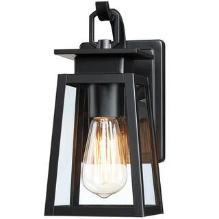 Clihome 10.5 in. H Black Outdoor Wall Lamp Farmhouse Exterior Wall Mount Porch Wall Lights Wall S... | The Home Depot