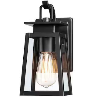 Clihome 10.5 in. H Black Outdoor Wall Lamp Farmhouse Exterior Wall Mount Porch Wall Lights Wall S... | The Home Depot