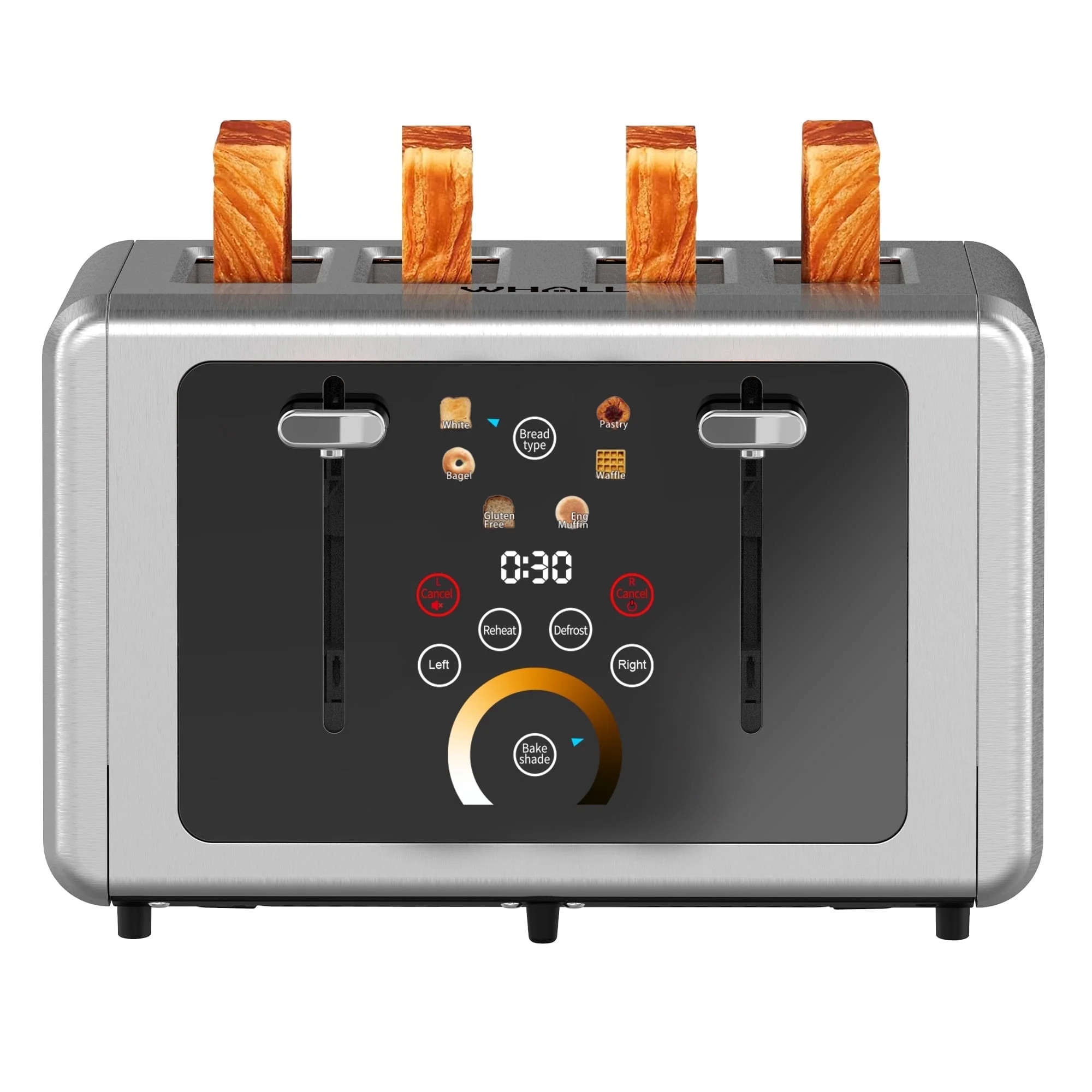 WHALL Touchscreen Toaster 4 Slice - Stainless Steel Toaster, 6 Shade Settings, Extra Wide Slots T... | Walmart (US)