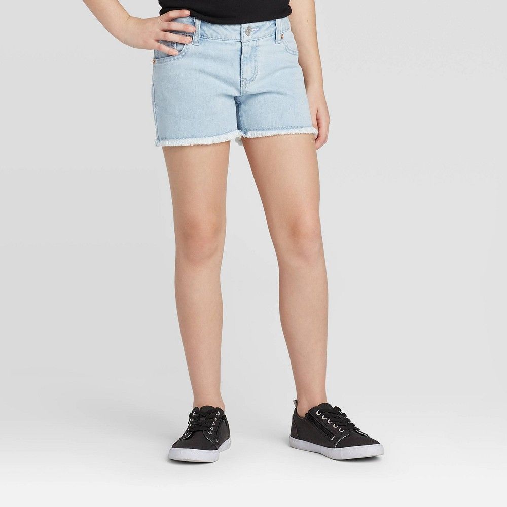 Girls' Jean Shorts - Cat & Jack Light Wash L, Light Blue | Target