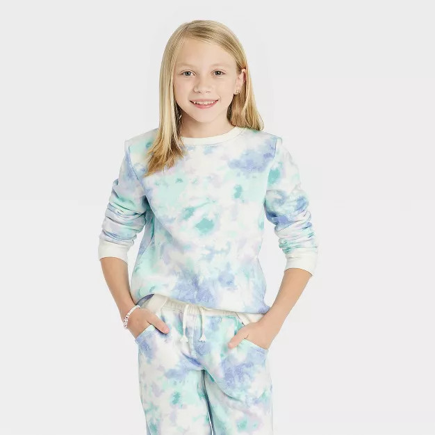 Girls' Crewneck Fleece Pullover Sweatshirt - Cat & Jack™ | Target